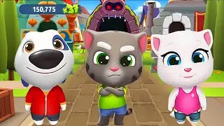 Talking Tom Gold Run Medieval World Mix-Up | Talking Hank vs Tom vs Angela vs Raccoon!