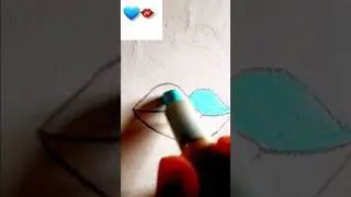 Lips tick💙💋  Satisfying art #shortvideo #painting #draw