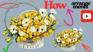 How To Flowers Arrangement Basket || Rose Arrangements New Idea ￼Tutorial  
