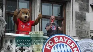Meisterfeier + Doublefeier 2019 des FC Bayern M&uuml;nchen: Einmarsch auf den Rathausbalkon