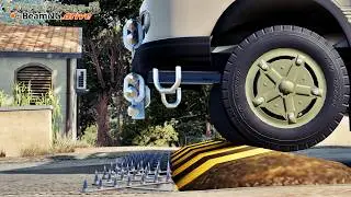 Cars Vs Spike Strip #11 -- BEAMNG DRIVE