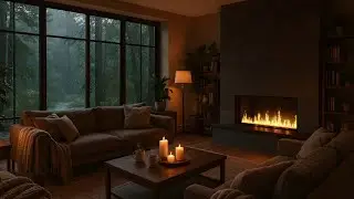 🌲 Cozy Forest Lodge: 8 HOURS of Rain, Thunder & Fireplace Sounds in 4K | Deep Relaxation for Sleep