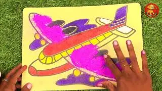Colored Sand Painting Aeroplane, Colorful Flight Sand Painting Tutorial | Chinju's Crafts