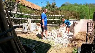 Demolition and Cleaning Old Bricks for Reuse