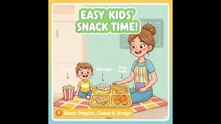 Easy SnackTIme for Kids, Popcorn, Orange & String Cheese