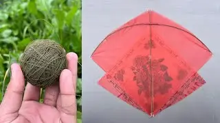 How To Make A Kite With Plastic Bag Shopper & Thread || kite Making At Home With Simple Steps 😍