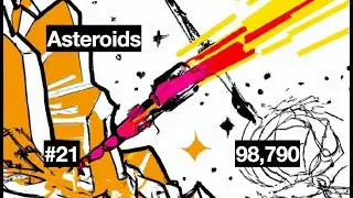 Asteroids 21 (Atari coin-op video game in MAME with scoreboard, 98790)