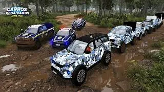 CARROS REBAIXADOS ONLINE | FAZENDO TRILHA COM AS CAMIONETES CAMUFLADAS E CHEGOU A PRF !