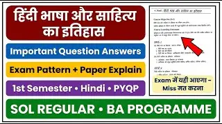Hindi Bhasha or Sahitya ka Itihas Important Question Answers 1st Semester Hindi PYQP SOL REGULAR