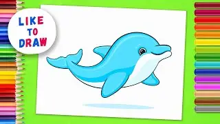 How to Draw DOLPHIN step by step | Cute Happy Blue Dolphin Drawing Tutorial | Simple Easy Guide Tips