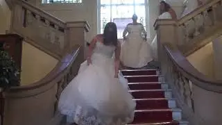 Model in wedding dress FALLS down during a Bridal Fashion Show