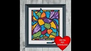 Stained Glass Style Colourful Cat Cross Stitch Video
