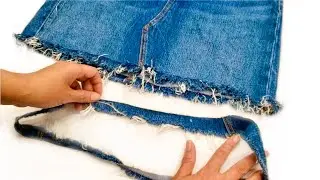 Denim Skirt Hem with Distressed-Fringe!