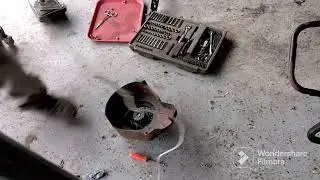 how to clean a mouse nest out under the shroud and fix the pull rope on  Troy-Bilt rear tiller 6 hp