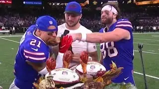 Josh Allen, Stefon Diggs, & Dawson Knox FUNNY Thanksgiving Interview After Win