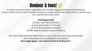 Bonjour Again! Start Learning French in Just 15 Days