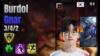 Burdol Top Gnar vs Volibear lol KR solo rank Full Game 15.8 | 버돌 나르 vs 볼리베어