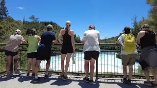 (4k) Summer walk & visit. Huka Falls, Taupo, New Zealand | January 7, 2022.