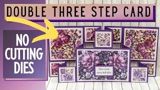DOUBLE THREE STEP Fancy Fold NO CUTTING DIES Purple World Collection