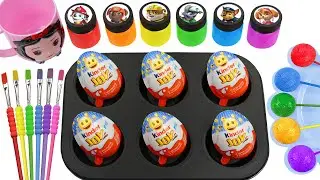 Satisfying Video l How to Make Rainbow Lollipop Candy FROM Magic Kinder Eggs AND Paint Cutting ASMR