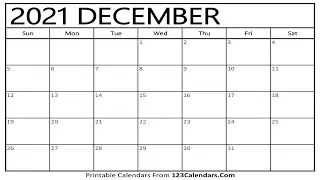Printable December 2021 Calendar Templates and Holidays - 123Calendars.com