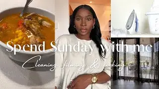 Spend Sunday with me filming for youtube, cooking pumpkin soup, work week prep | living alone diary
