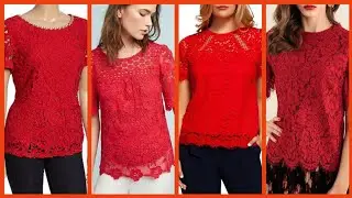 Red Floral Lace Blouse And Tops Designes ideas Collection For Christmas 2020-2021