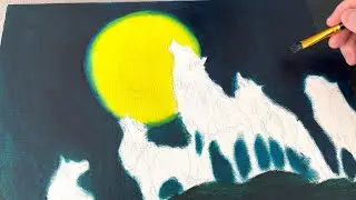 ASMR Oil Painting | Second Sky Layer for Richer Color | Wolves Howling Series #4