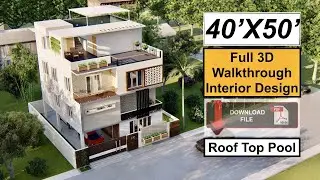 40X50 Feet Split Level House Design with Interior | Roof Top Swimming Pool | 2000 Sqft House Design