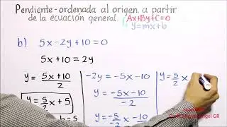 B2.16 Pendiente ordenada al origen a partir de la ecuación general de la recta.