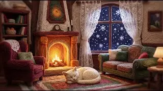 Deep Sleep in a Knitted World 🧶 Softest Fireplace & Snow Ambience (No Music)