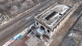 Drone View Of Abandoned Gary Union Station - Gary, Indiana