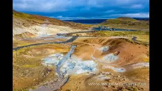 Aerial View: Thermal Area Seltun of Iceland - Von oben: Islands Thermalgebiet Seltun