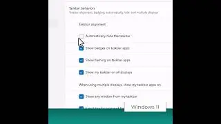 Выравнивание и скрытие панели задач в Windows 11