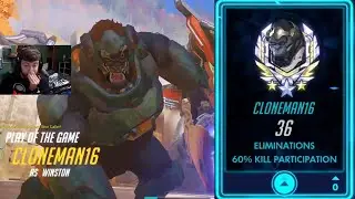 60% KP! POTG! CLONEMAN16 INSANE WINSTON! OVERWATCH GAMEPLAY SEASON 26 TOP 500