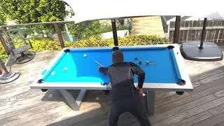 10 Ball Runout on outdoor pool table  10ボール取り切り　アウトドアビリヤードテーブル (#093)