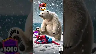 Polar bear vs spiderman fight battle rank up #shorts #brawlstars #spiderman #animals #deadpool