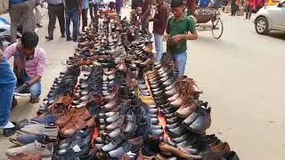 Footpath Biggest Shoes Market in Dhaka