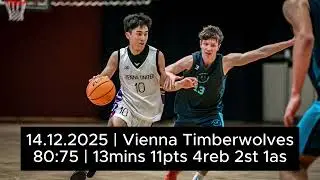 14.12.2025 | Vienna Timberwolves | 80:75 | 13mins 11pts 4reb 2st 1as