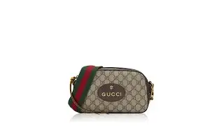 Gucci GG Supreme Web Neo Vintage Small Camera Bag Beige New Acero Crop