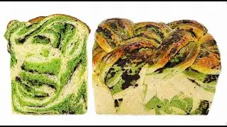 Black Sesame Matcha Marble Toast - High-value, healthy, fragrant, super soft, fluffy with brushed.