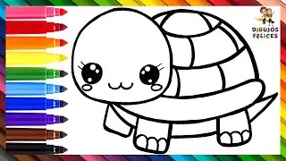 Dibuja y Colorea Una Linda Tortuga 🐢🌈 Dibujos Para Ni&ntilde;os