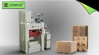 Full Automatic Compressed Wood Pallet Moulding Press Machine Production Line in 3D Animation
