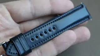 Navy Blue Horween Genuine Shell Cordovan leather custom watch strap (Padded design)