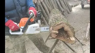Stihl MS 251 tűzifa darabol&aacute;s fűr&eacute;szbakon