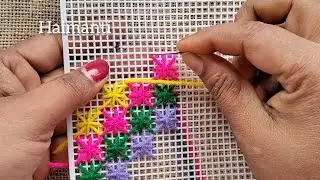Very easy plastic canvas hand fan/bag design 👌