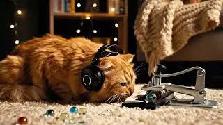 Fluffy Cat ASMR playing with dinosaurs toy