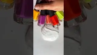 Mixing 5 nail polish into Slime ✨🌈 #asmr #slime #satisfying #slimecoloring #slimevideo #shorts