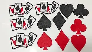12pcs Playing Cards Logo Iron on Patches Red Black Heart Ace Poker Embroidered Sew on Applique