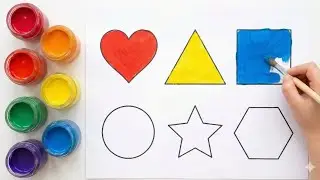 Shapes drawing for kids | Learn Triangle, Heart, Star, Circle Drawing🖌️🎨